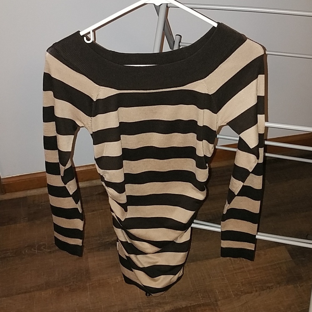Brown and tan long sweater.